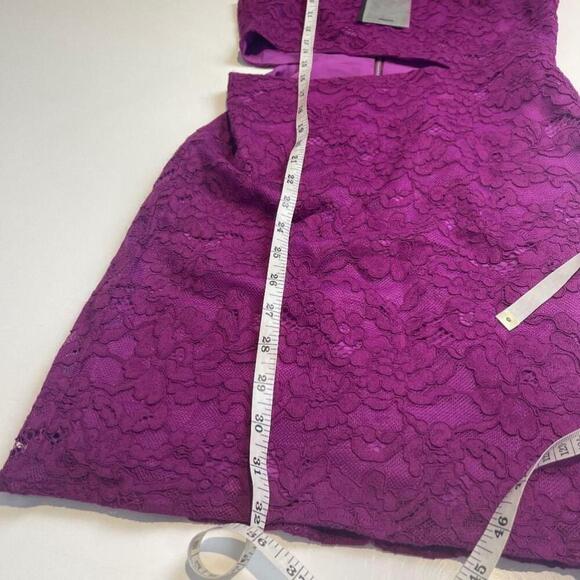 Revolve NBD x Naven Elina Floral Crochet Lace Magenta One Shoulder Mini Dress - Picture 6 of 8